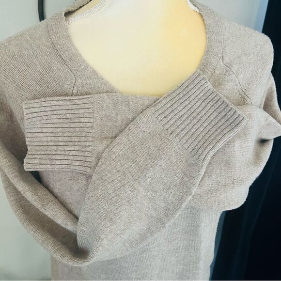 Sweet Romeo Skull Back Open Long Sleeve Cardigan Sweater, Tan/White, Medium - Picture 9 of 16